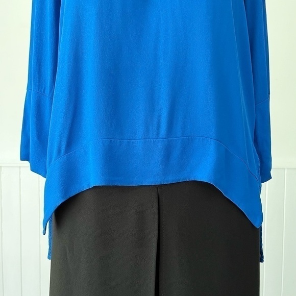 Zara Woman Royal Blue Boat Neck 3/4 Sleeve High Low Tunic Top Size L - Picture 4 of 13